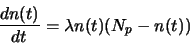 \begin{displaymath}
\frac{d n(t)} { dt } = \lambda n(t) ( N_p - n(t) )
\end{displaymath}