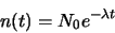 \begin{displaymath}
n(t) = N_0 e^{- \lambda t }
\end{displaymath}