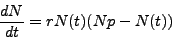 \begin{displaymath}
\frac{d N}{d t} = r N(t) ( Np - N(t) )
\end{displaymath}