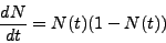 \begin{displaymath}
\frac{d N}{d t} = N(t) ( 1 - N(t) )
\end{displaymath}