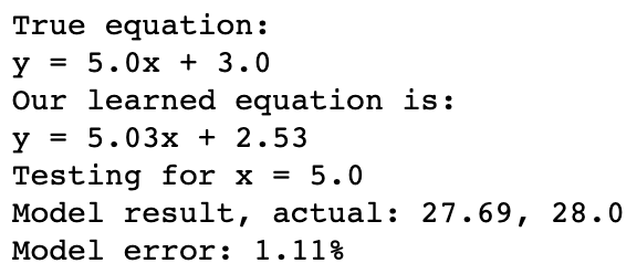 Simplest neural newtwork output