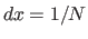 $dx = 1/N$